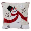 Saro Lifestyle SARO 8311.M16S 16 in. Square Poly Blend Down Filled Accent Pillow with Jolly Snowman Design - Multi Color 8311.M16S